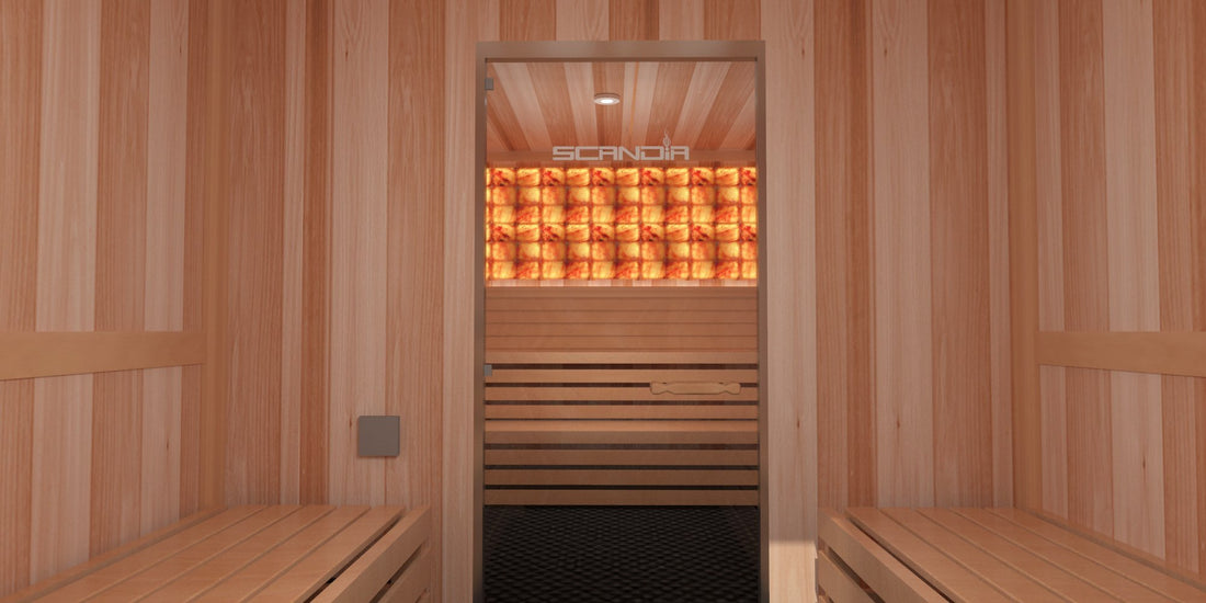 Salt stone sauna is combined with infrared rays to help relieve