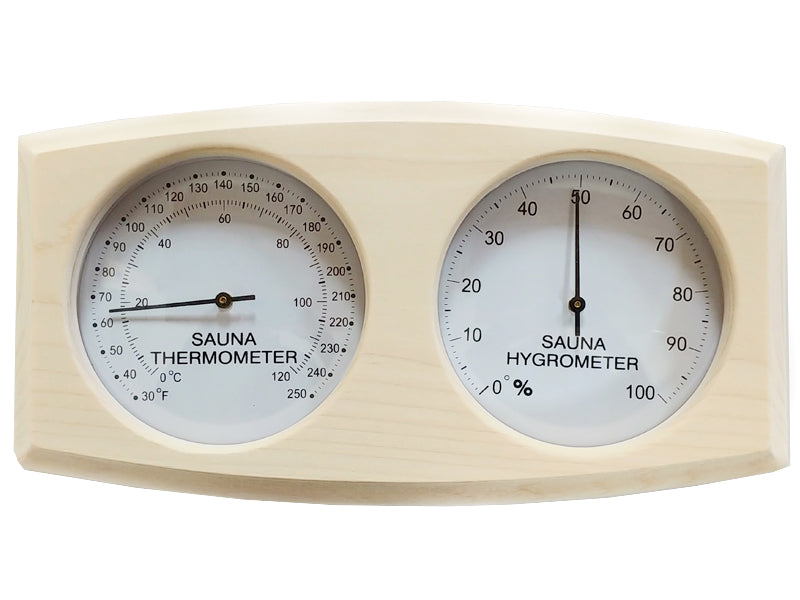 Finlandia wood-encased sauna thermometer and hygrometer, model 92300