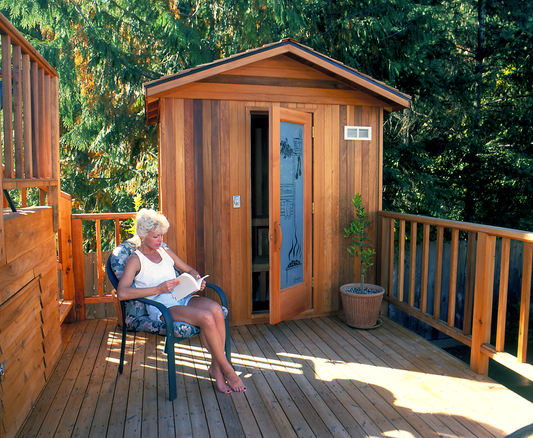 Finlandia FRP cedar shingle roof kit on outdoor sauna