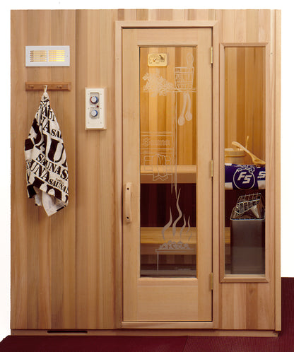 Finlandia Avalon prebuilt home sauna interior in Western red cedar