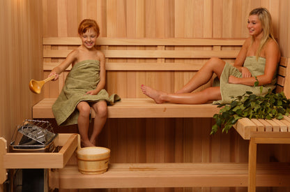Finlandia Avalon AP sauna interior with three-rail backrest bench