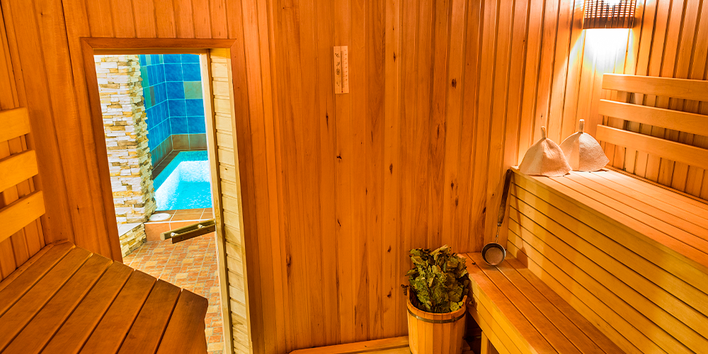Glass sauna door