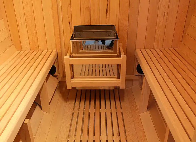 interior traditional barrel sauna