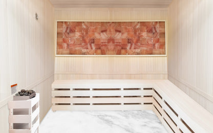 Hand-finished white precut sauna interior