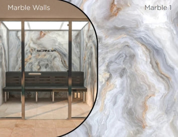 Advanced Hybrid Steam Room with Marble 1 wall design