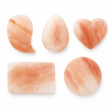 All five Himalayan salt stone shapes on a white background