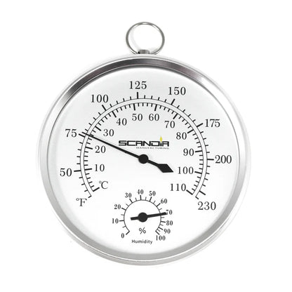 Scandia sauna and steam thermometer and hygrometer with 5 inch dial