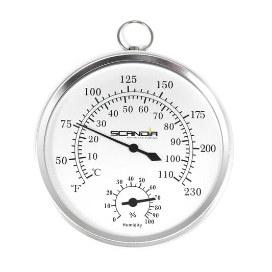 Scandia sauna and steam thermometer and hygrometer with 5 inch dial
