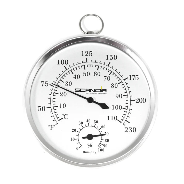 Scandia sauna and steam thermometer and hygrometer with 5 inch dial