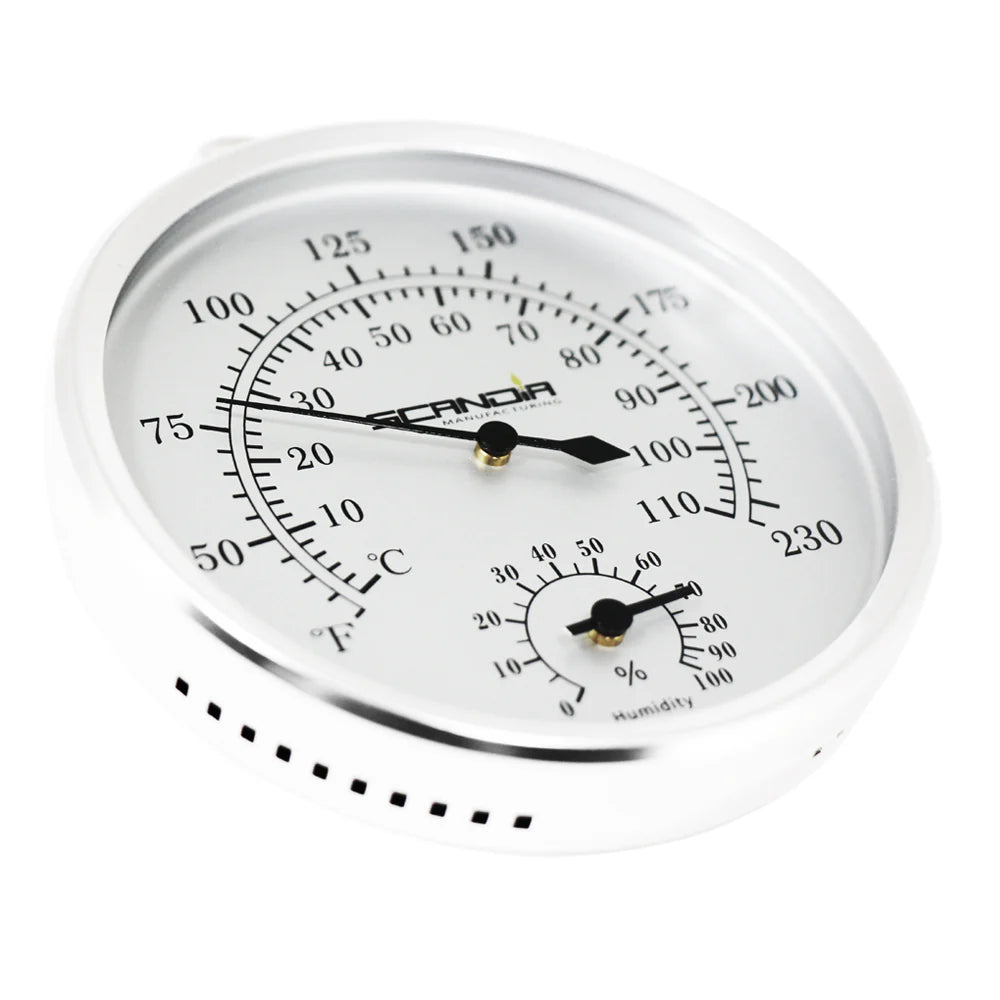 Scandia sauna and steam thermometer and hygrometer with 5 inch dial