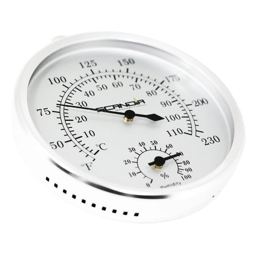 Scandia sauna and steam thermometer and hygrometer with 5 inch dial