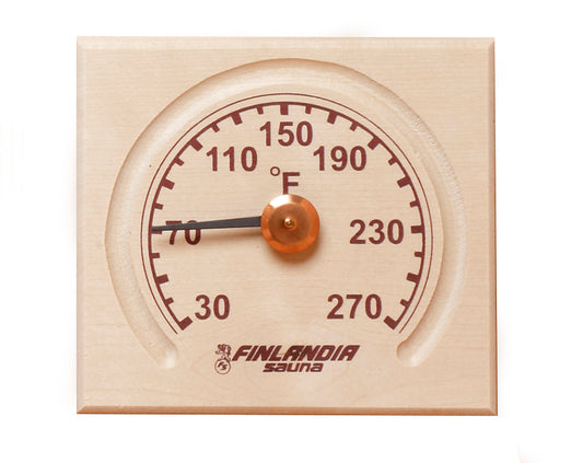 Birch sauna thermometer, model 0301K, Fahrenheit with carved groove