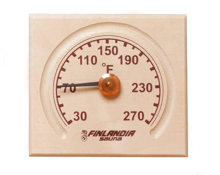 Birch sauna thermometer, model 0301K, Fahrenheit with carved groove