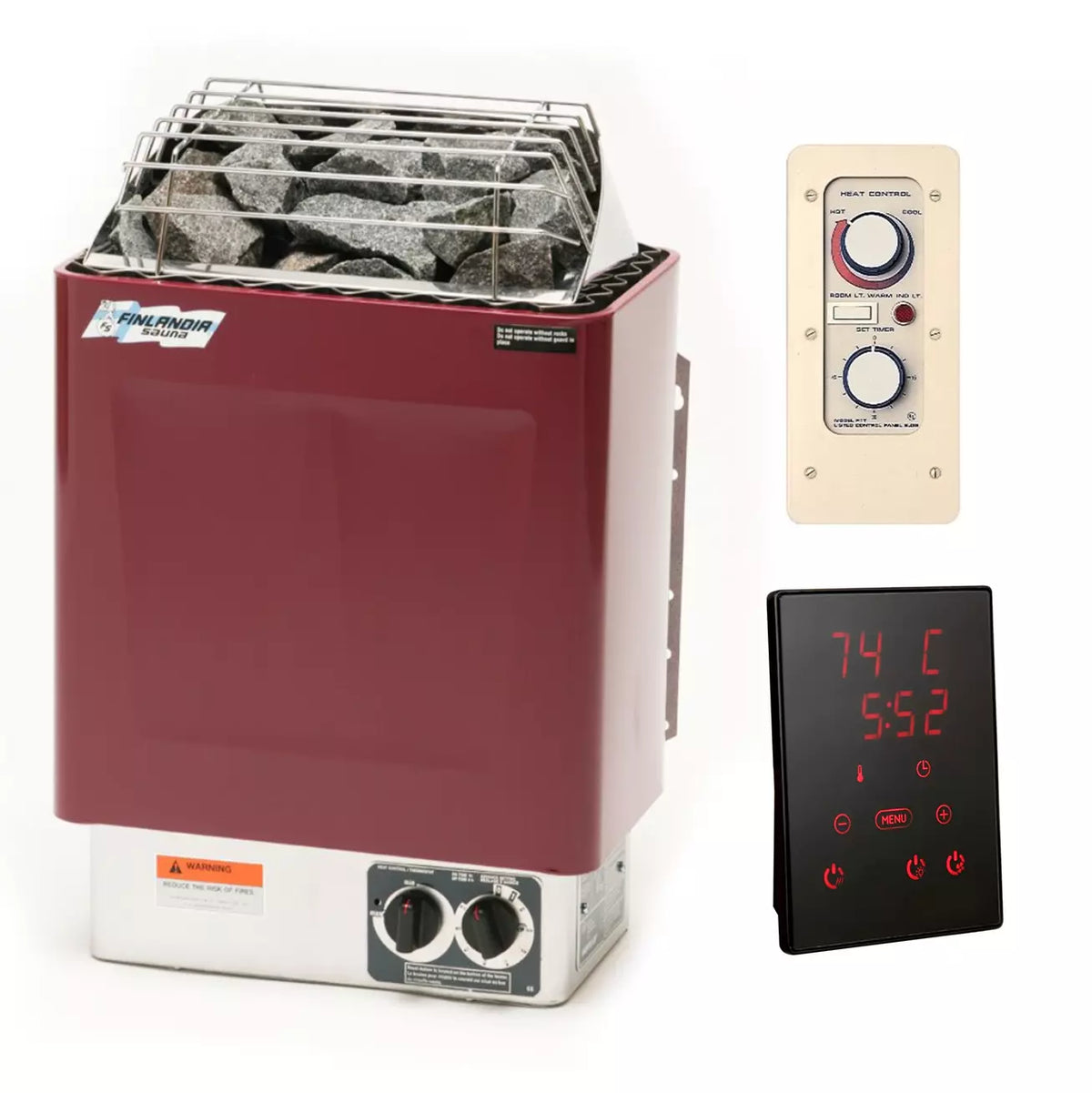 Finlandia FIN-45 electric sauna heater with glossy red exterior