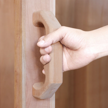 Barrel sauna door handle detail