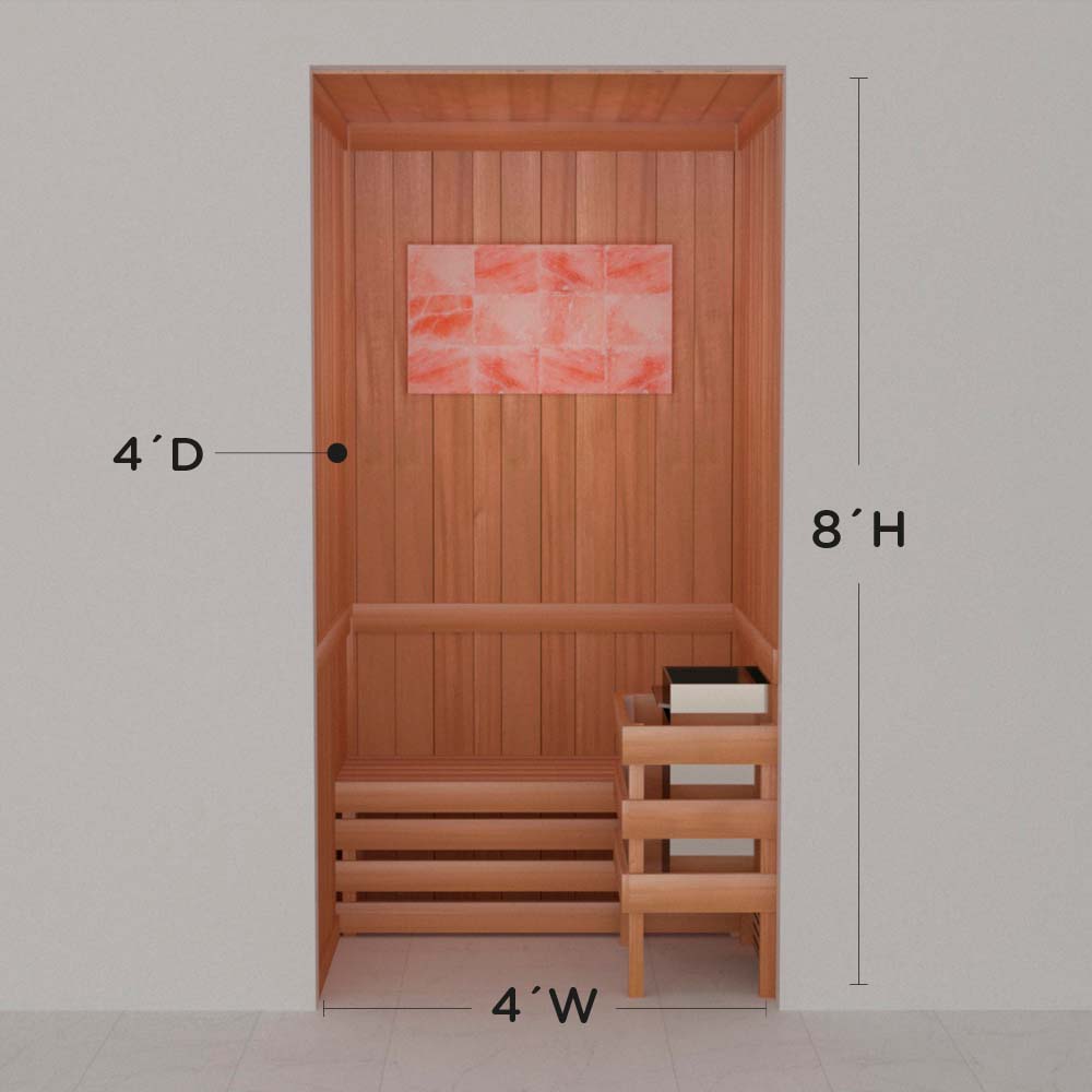 Precut Himalayan salt sauna layout, 4 by 4 by 8 ft