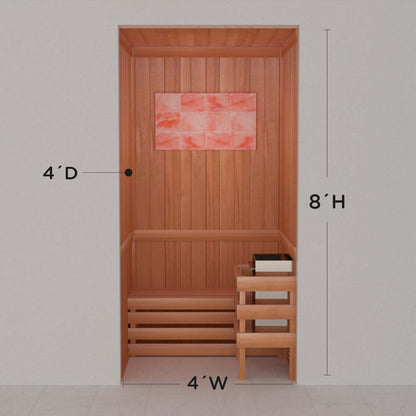 Precut Himalayan salt sauna layout, 4 by 4 by 8 ft