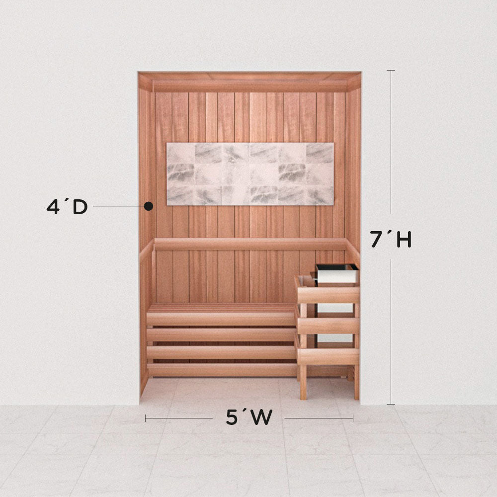 Precut Himalayan salt sauna layout, 4 by 5 by 7 ft