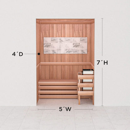 Precut Himalayan salt sauna layout, 4 by 5 by 7 ft