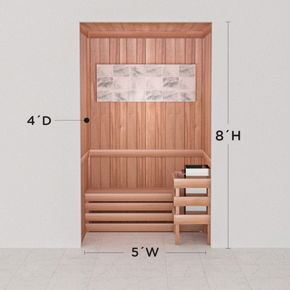 Precut Himalayan salt sauna layout, 4 by 5 by 8 ft