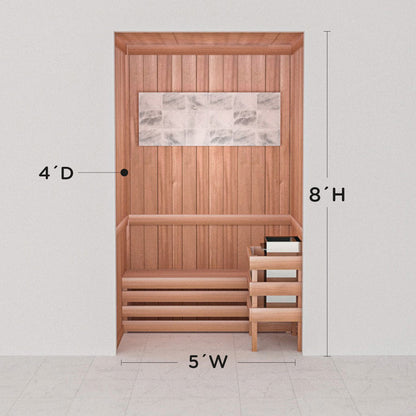 Precut Himalayan salt sauna layout, 4 by 5 by 8 ft