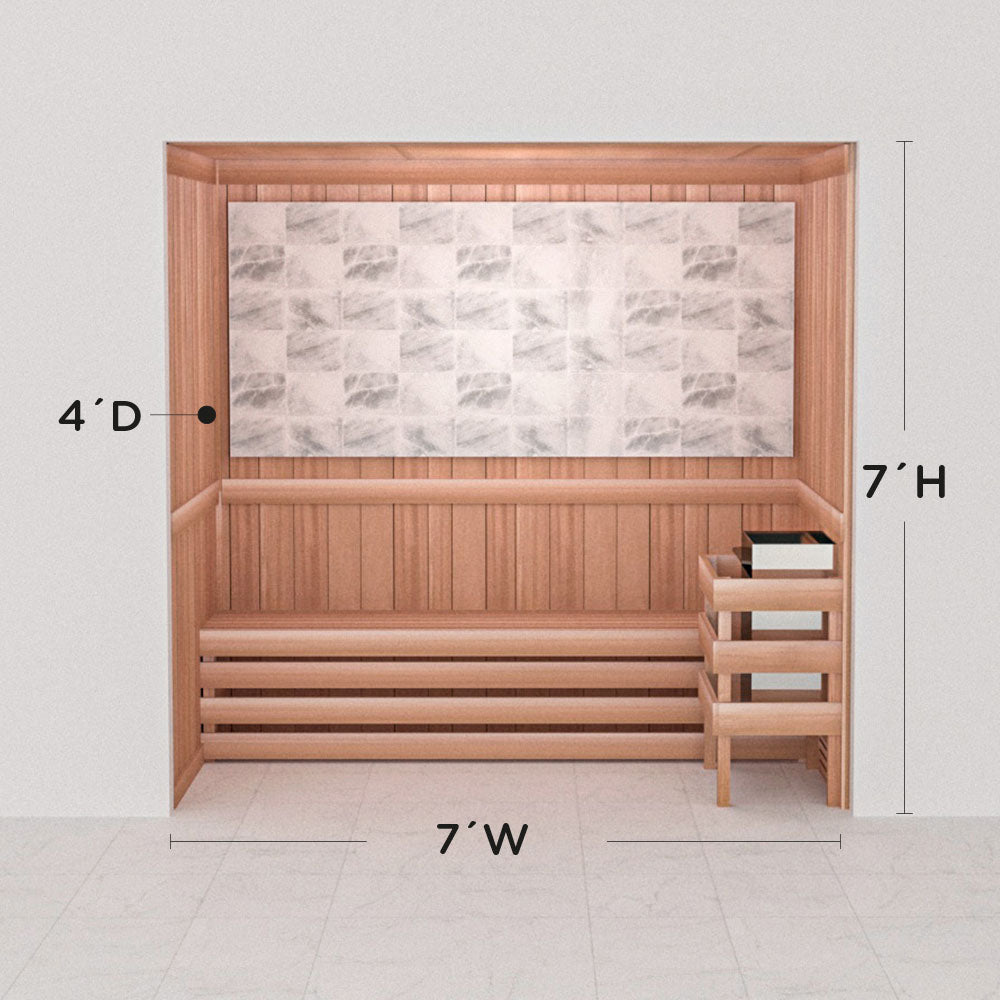 Precut Himalayan salt sauna layout, 4 by 7 by 7 ft