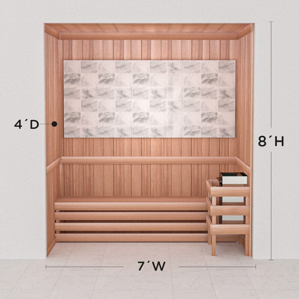 Precut Himalayan salt sauna layout, 4 by 7 by 8 ft