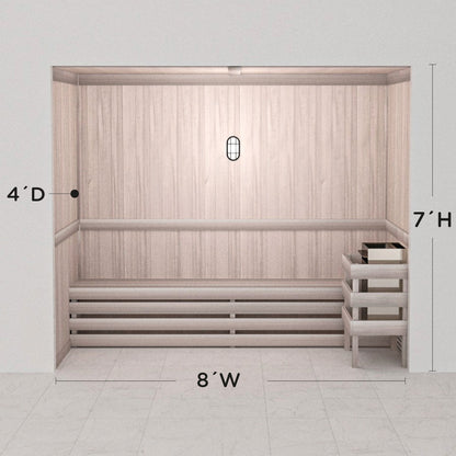 Hand-finished white precut sauna layout, 4 by 8 by 7 ft