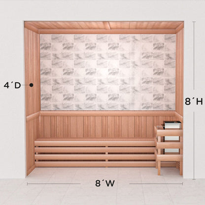 Precut Himalayan salt sauna layout, 4 by 8 by 8 ft