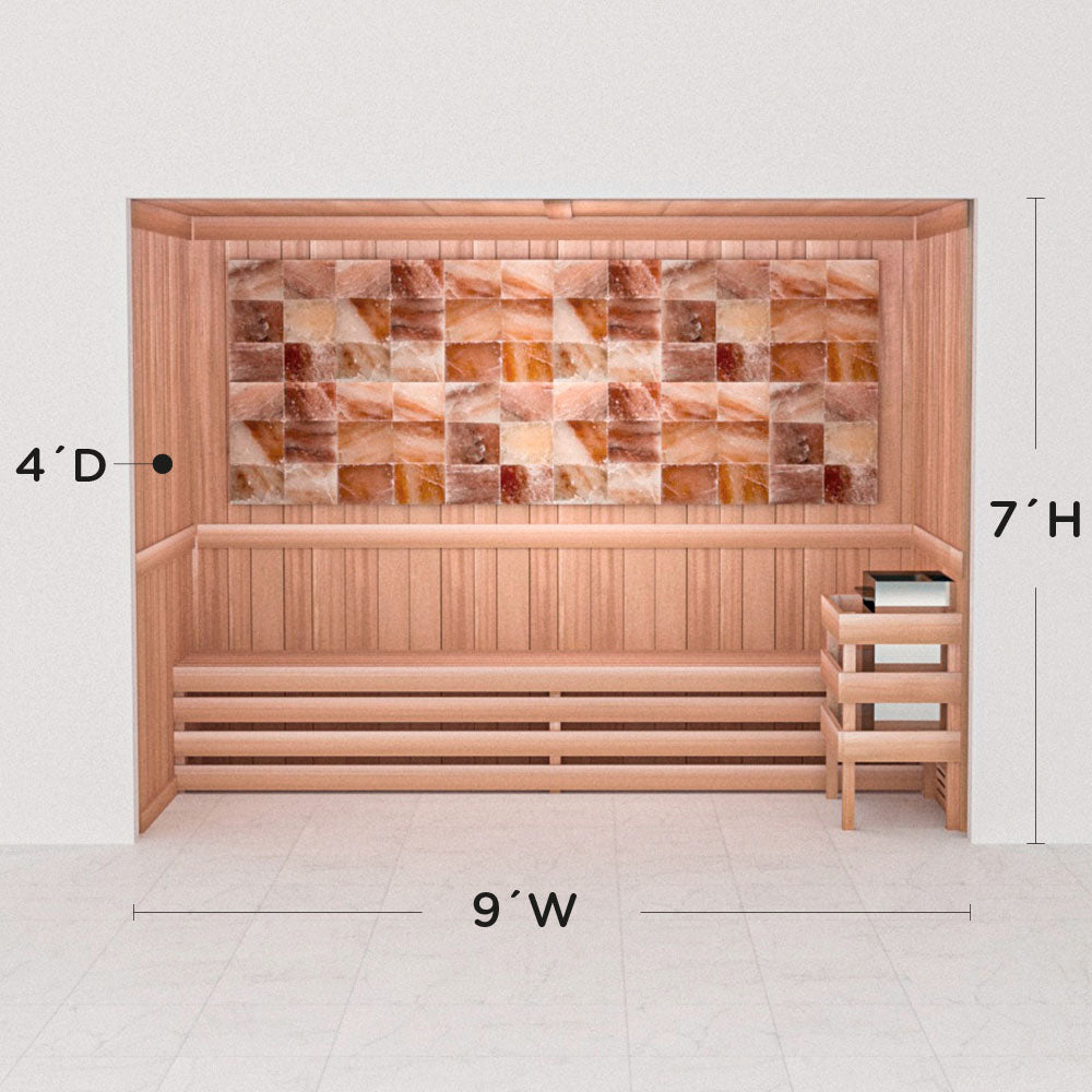 Precut Himalayan salt sauna layout, 4 by 9 by 7 ft