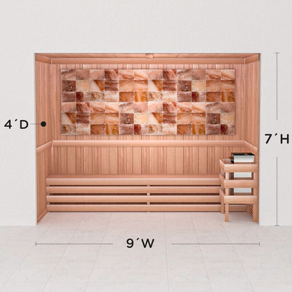 Precut Himalayan salt sauna layout, 4 by 9 by 7 ft