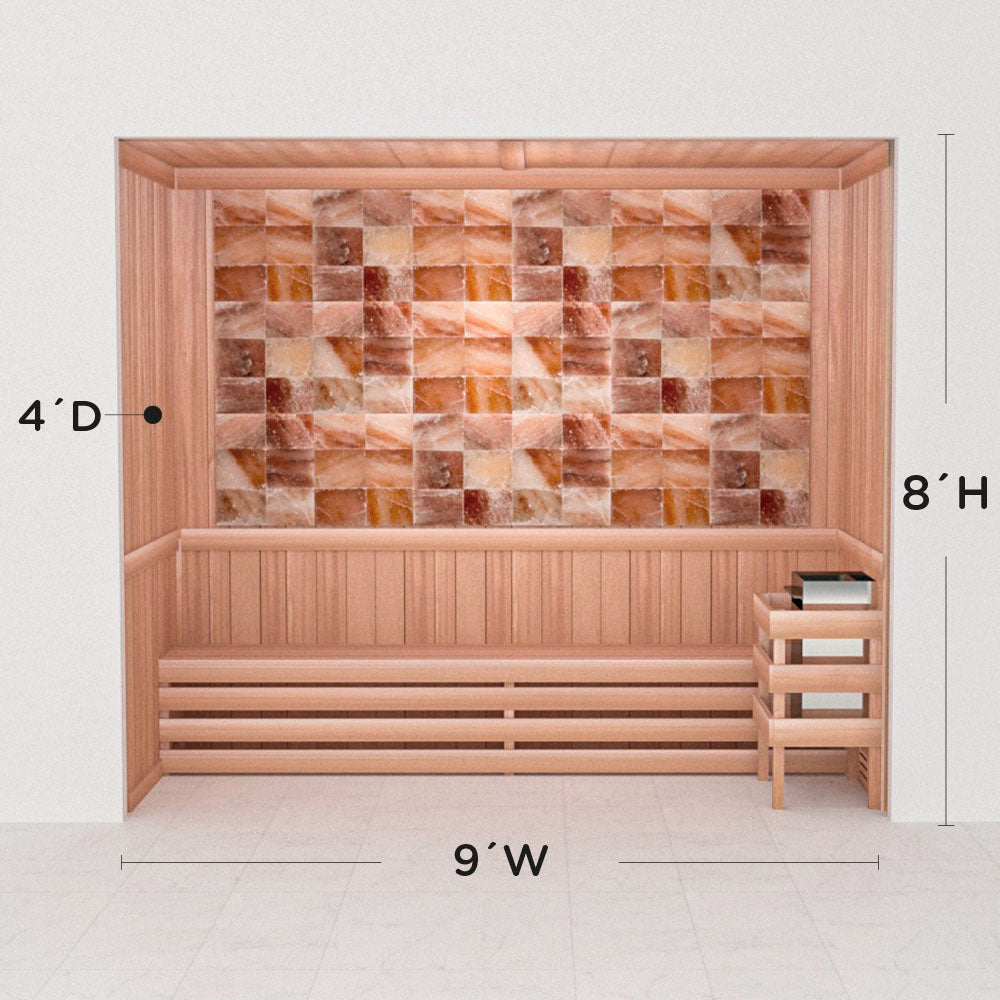 Precut Himalayan salt sauna layout, 4 by 9 by 8 ft