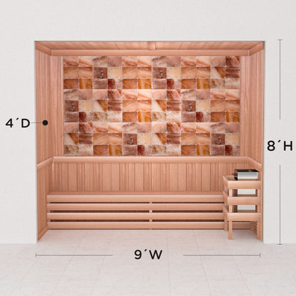 Precut Himalayan salt sauna layout, 4 by 9 by 8 ft