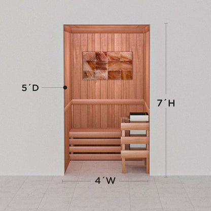 Precut Himalayan salt sauna layout, 5 by 4 by 7 ft