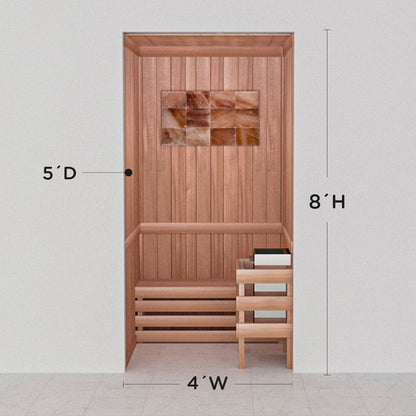 Precut Himalayan salt sauna layout, 5 by 4 by 8 ft