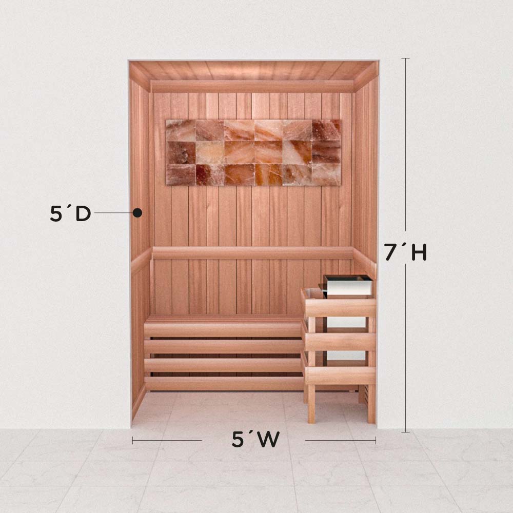 Precut Himalayan salt sauna layout, 5 by 5 by 7 ft