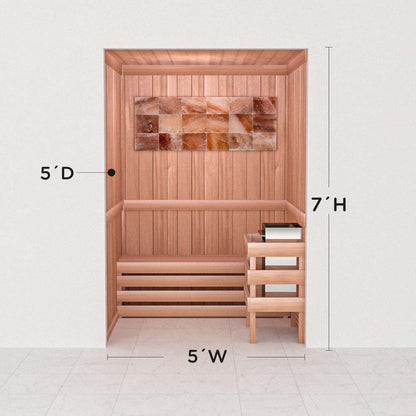 Precut Himalayan salt sauna layout, 5 by 5 by 7 ft