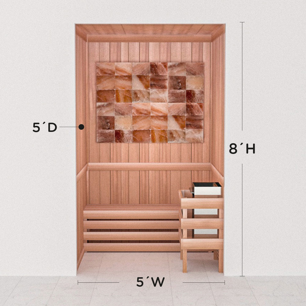 Precut Himalayan salt sauna layout, 5 by 5 by 8 ft