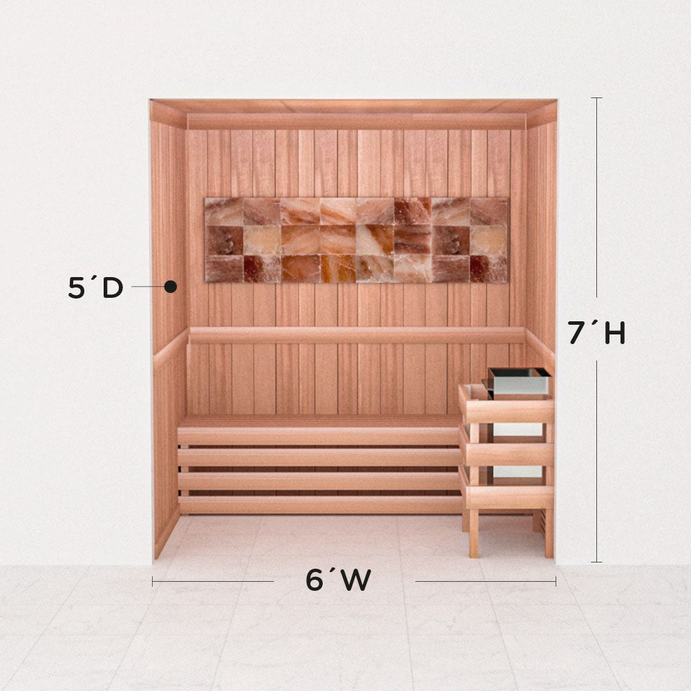 Precut Himalayan salt sauna layout, 5 by 6 by 7 ft