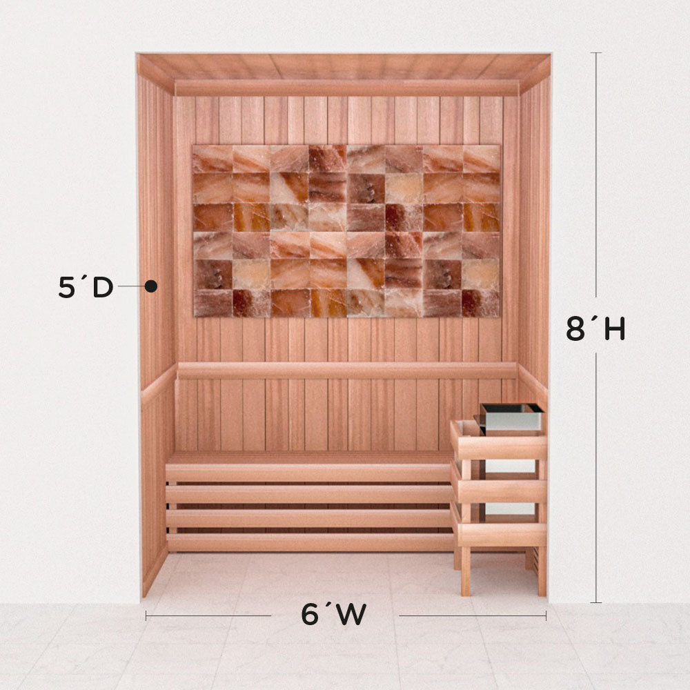 Precut Himalayan salt sauna layout, 5 by 6 by 8 ft