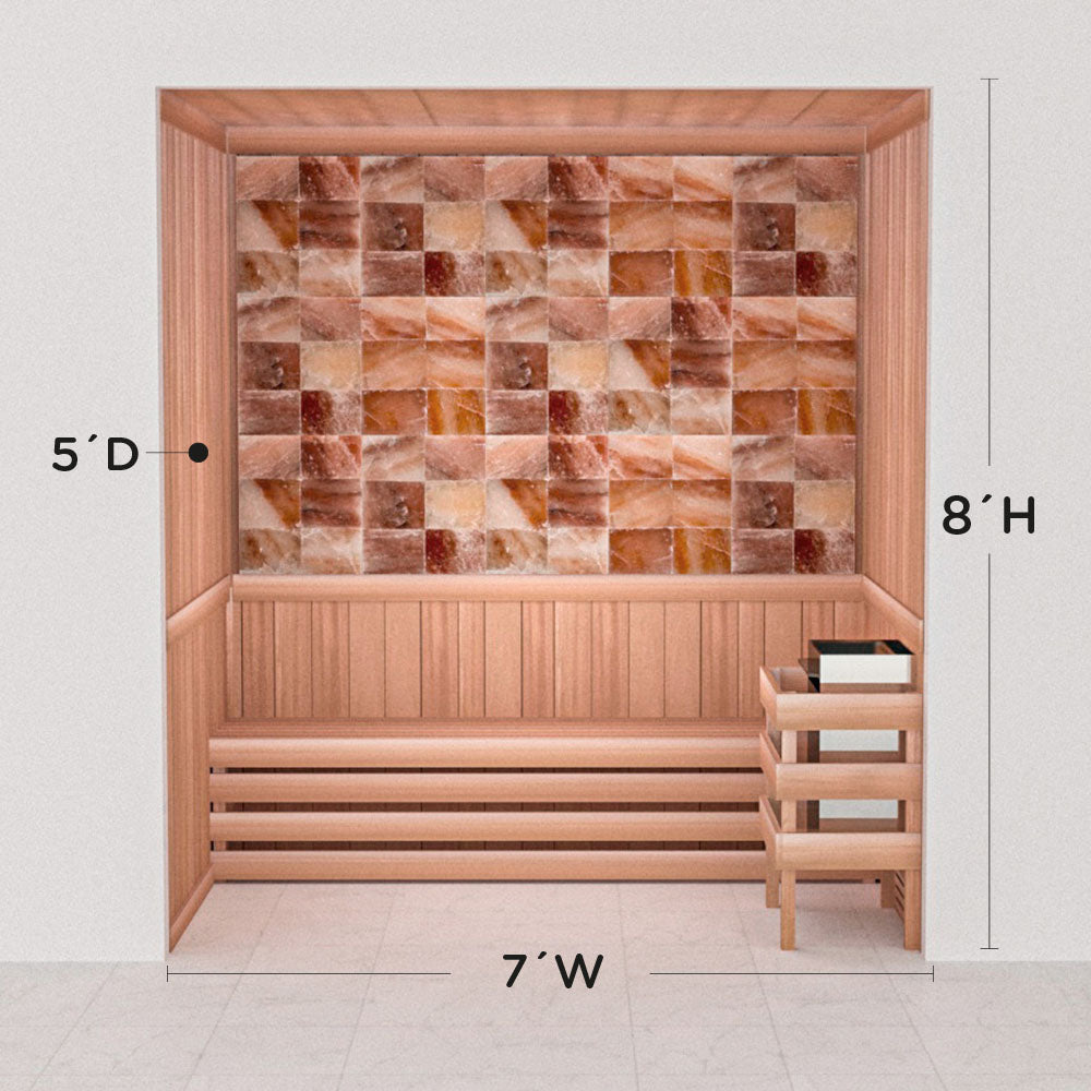 Precut Himalayan salt sauna layout, 5 by 7 by 8 ft
