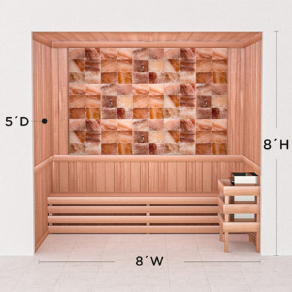 Precut Himalayan salt sauna layout, 5 by 8 by 8 ft