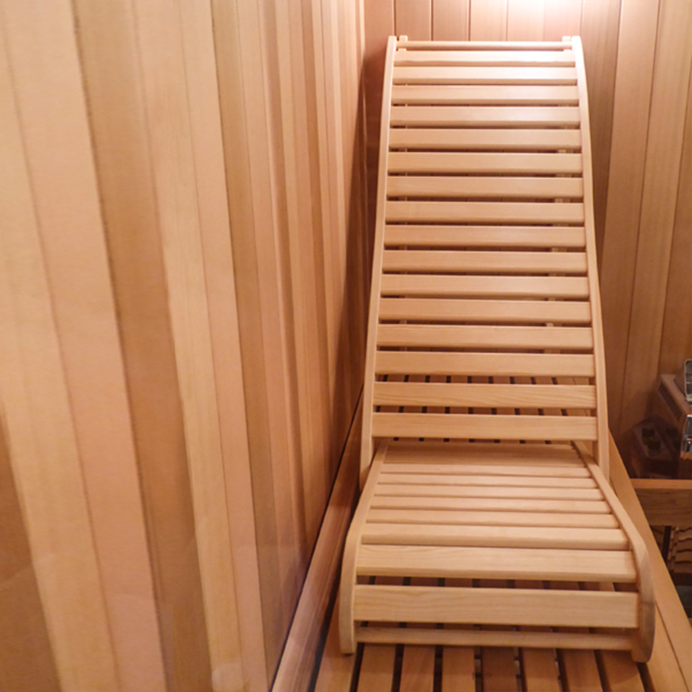 Wooden reclined lounge sauna chair