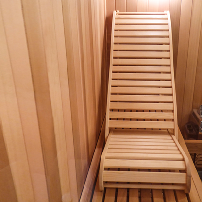 Wooden reclined lounge sauna chair