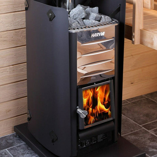 Harvia M3 wood-burning sauna stove with glass door